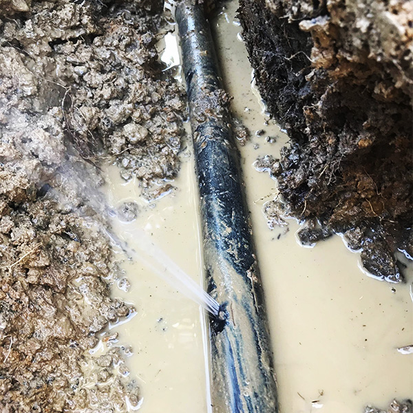 A burst water pipe